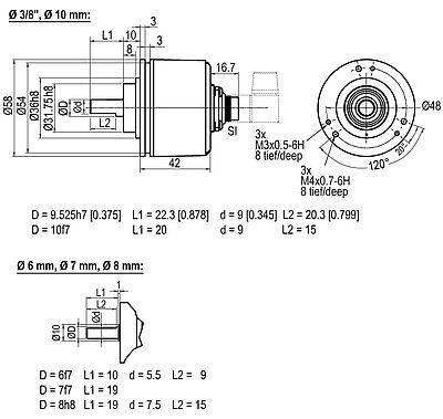 Zeichnung Drawing Drehgeber Encoder WDGI58N SI