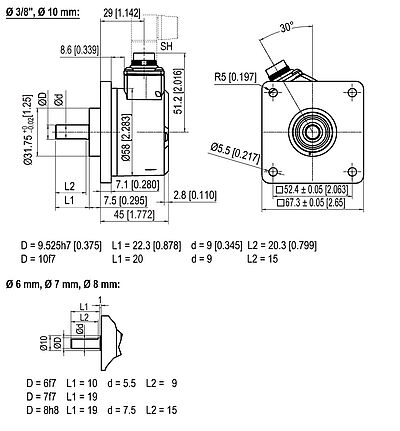Drehgeber Encoder WDGI67Q (M16x0,75) connector SH