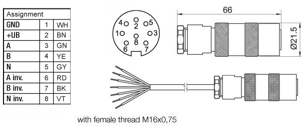 Z KD867 female connector encoder