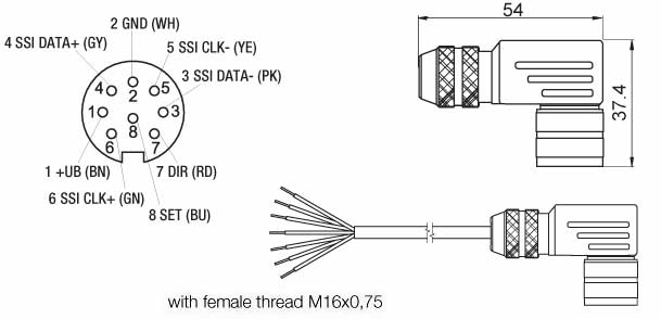 Z KDA867 SSI female connector encoder